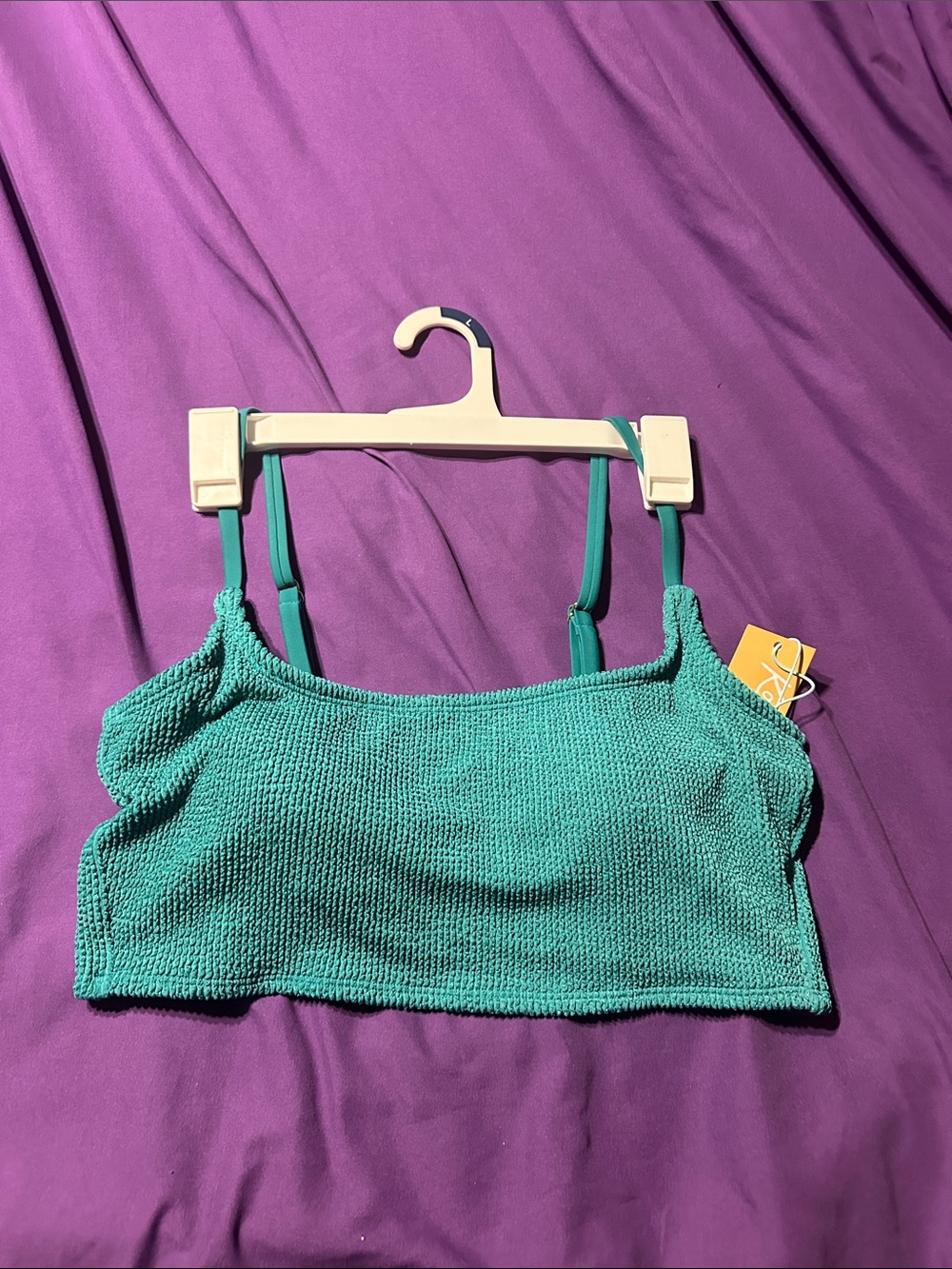 Textured Teal Crop Tank Top